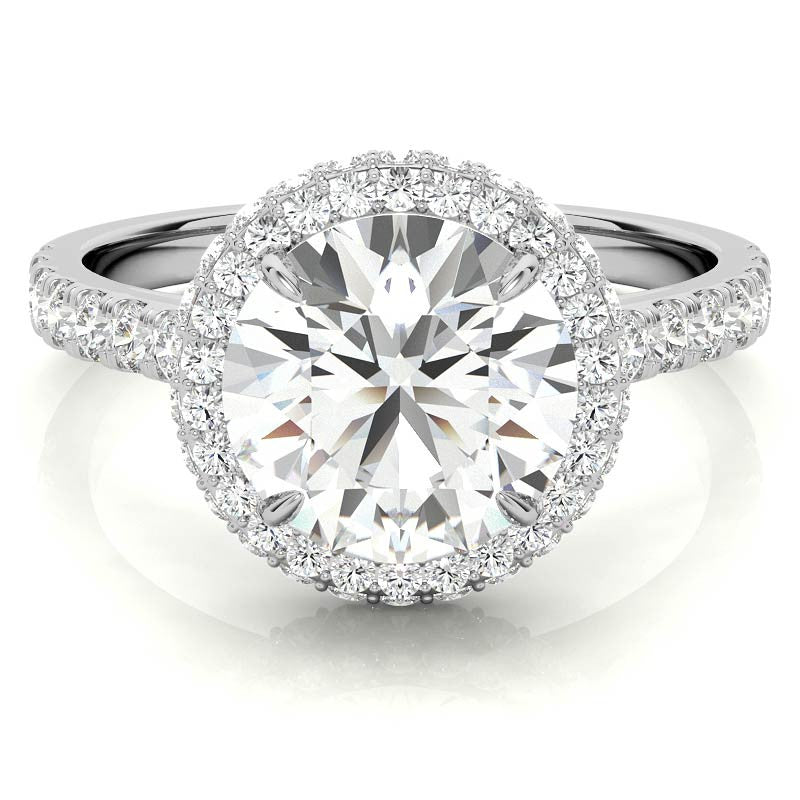 Round Cathedral Halo Moissanite Engagement Ring