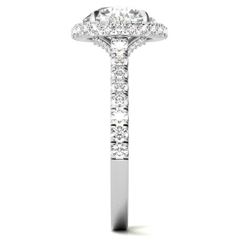 Round Cathedral Halo Moissanite Engagement Ring