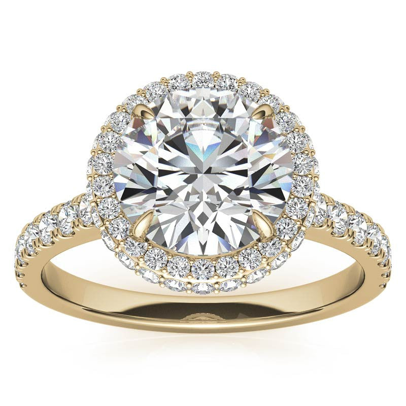 Round Cathedral Halo Moissanite Engagement Ring