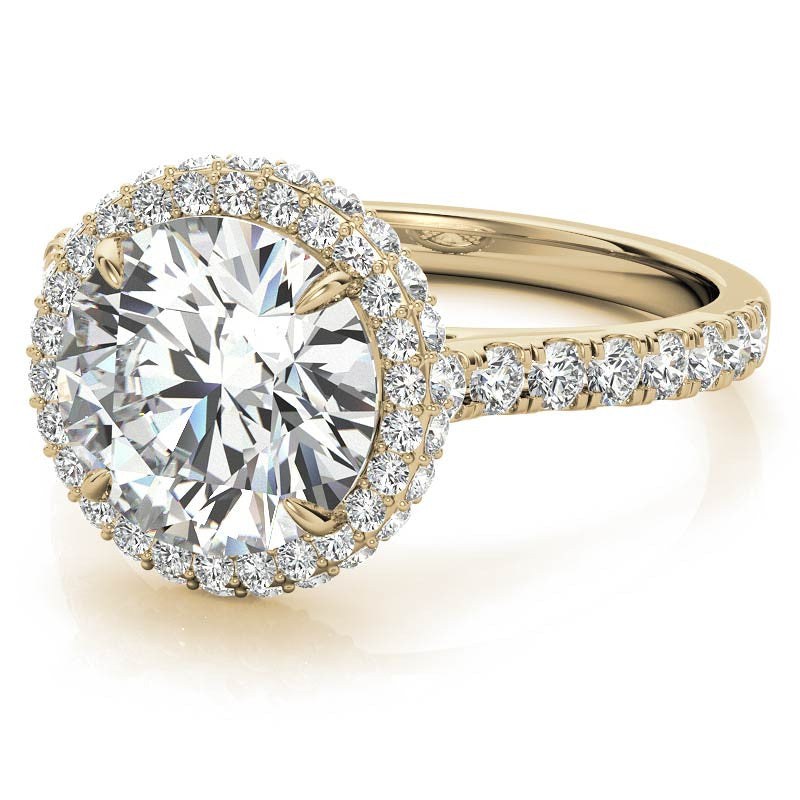 Round Cathedral Halo Moissanite Engagement Ring