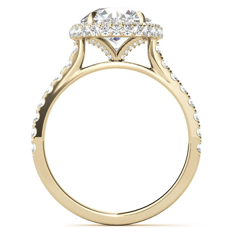 Round Cathedral Halo Moissanite Engagement Ring