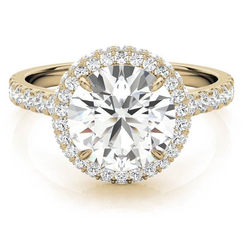 Round Cathedral Halo Moissanite Engagement Ring