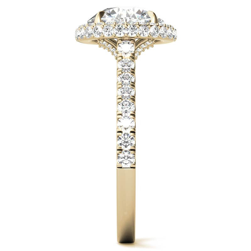 Round Cathedral Halo Moissanite Engagement Ring