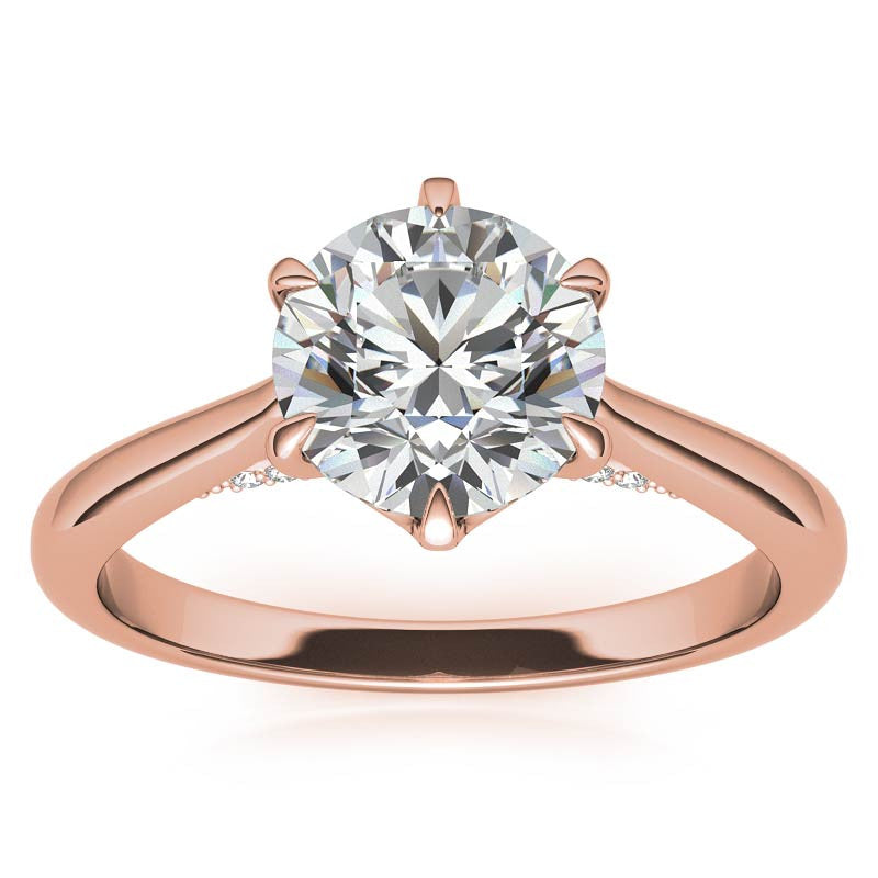 Round Cathedral Moissanite Engagement Ring