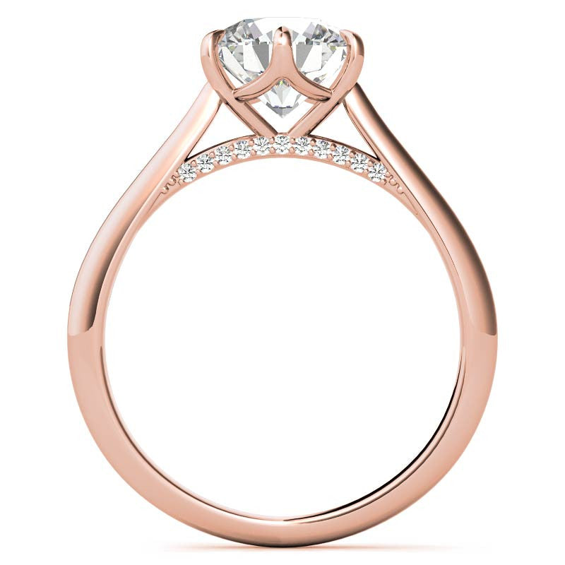 Round Cathedral Moissanite Engagement Ring