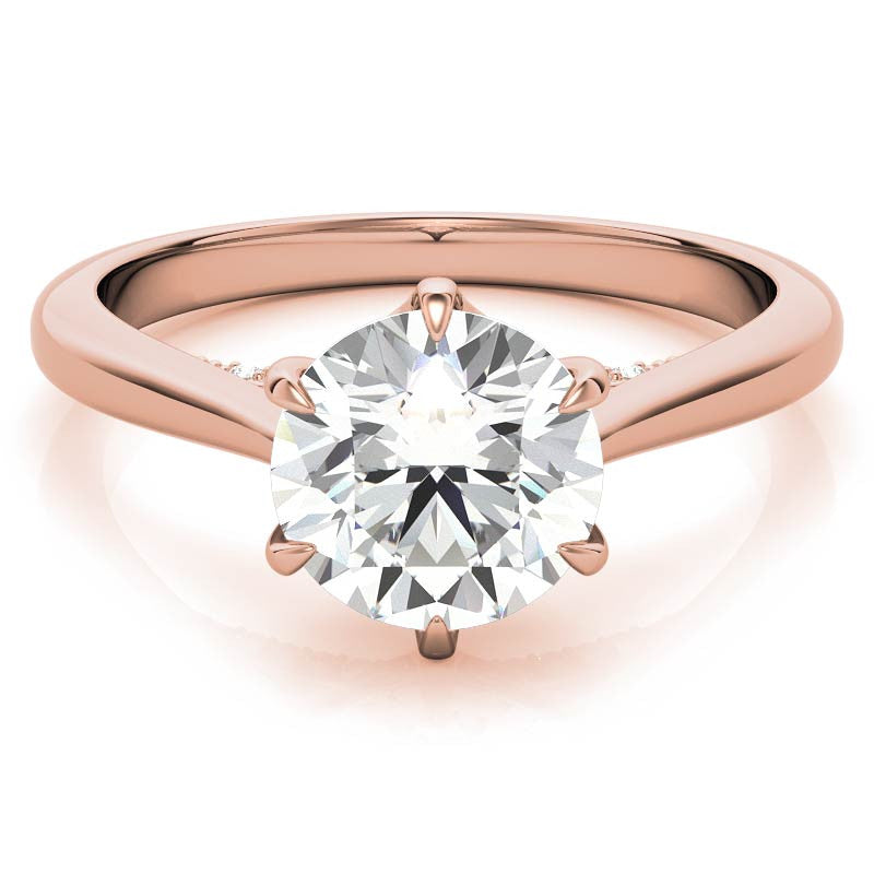 Round Cathedral Moissanite Engagement Ring