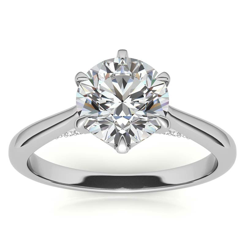 Round Cathedral Moissanite Engagement Ring