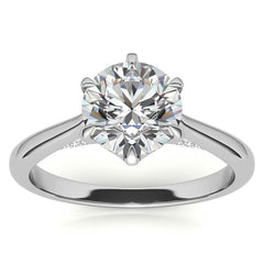 Round Cathedral Moissanite Engagement Ring