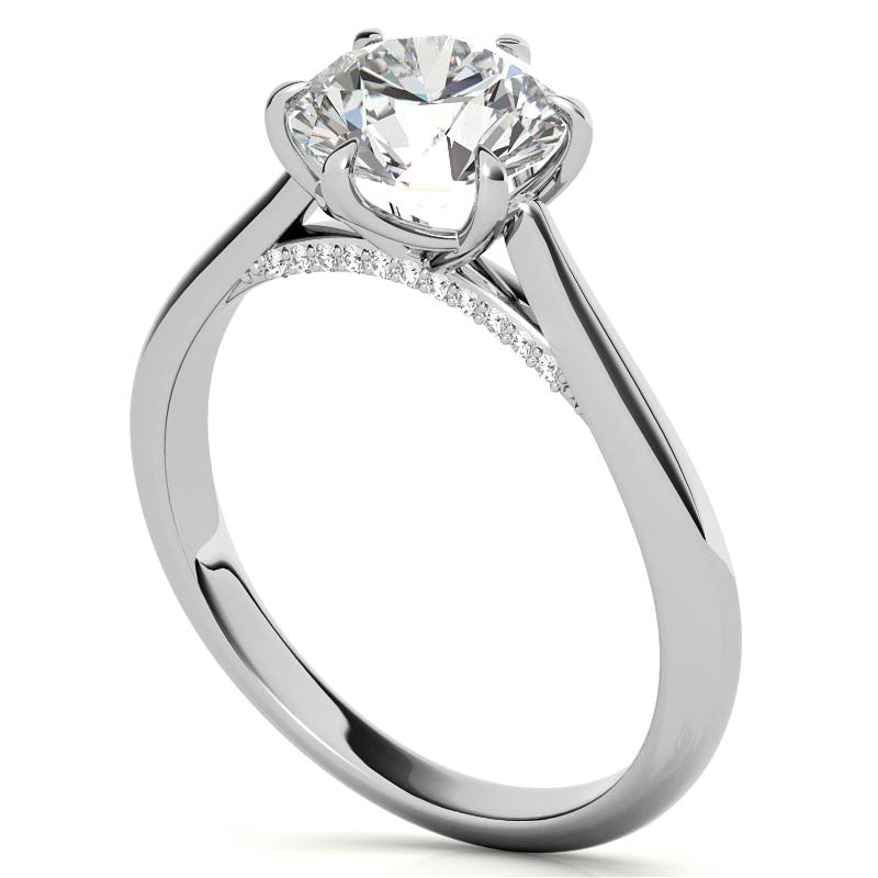Round Cathedral Moissanite Engagement Ring