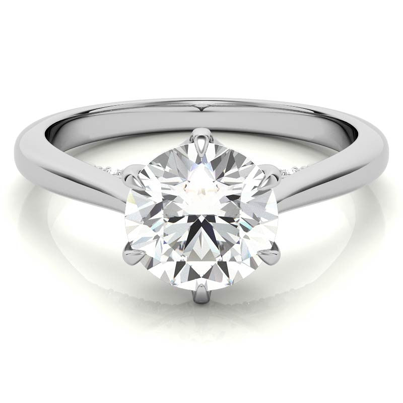 Round Cathedral Moissanite Engagement Ring