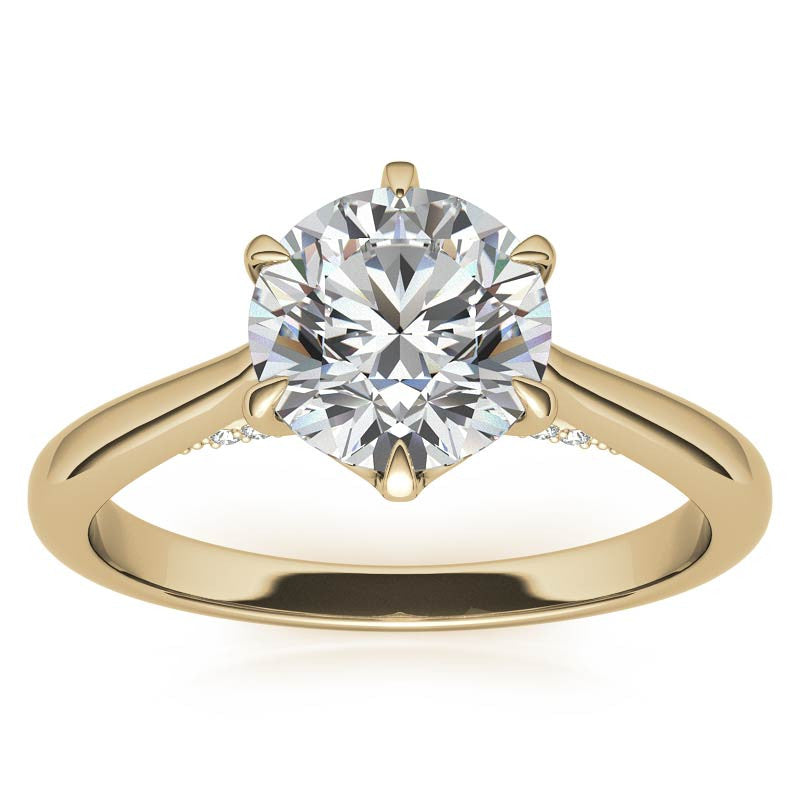 Round Cathedral Moissanite Engagement Ring