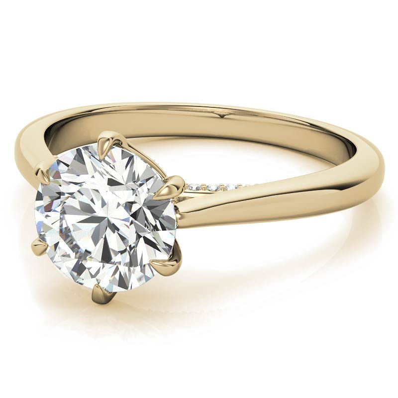 Round Cathedral Moissanite Engagement Ring