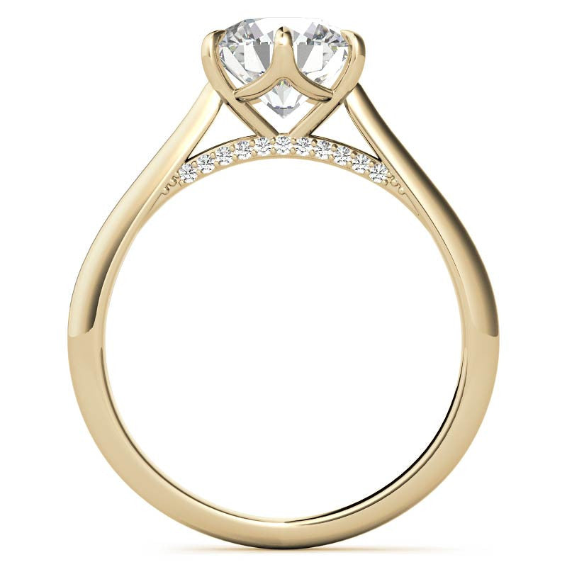 Round Cathedral Moissanite Engagement Ring