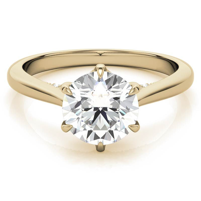 Round Cathedral Moissanite Engagement Ring