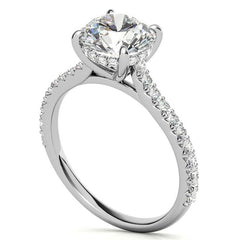 Round Cathedral Moissanite Engagement Ring with Hidden Halo