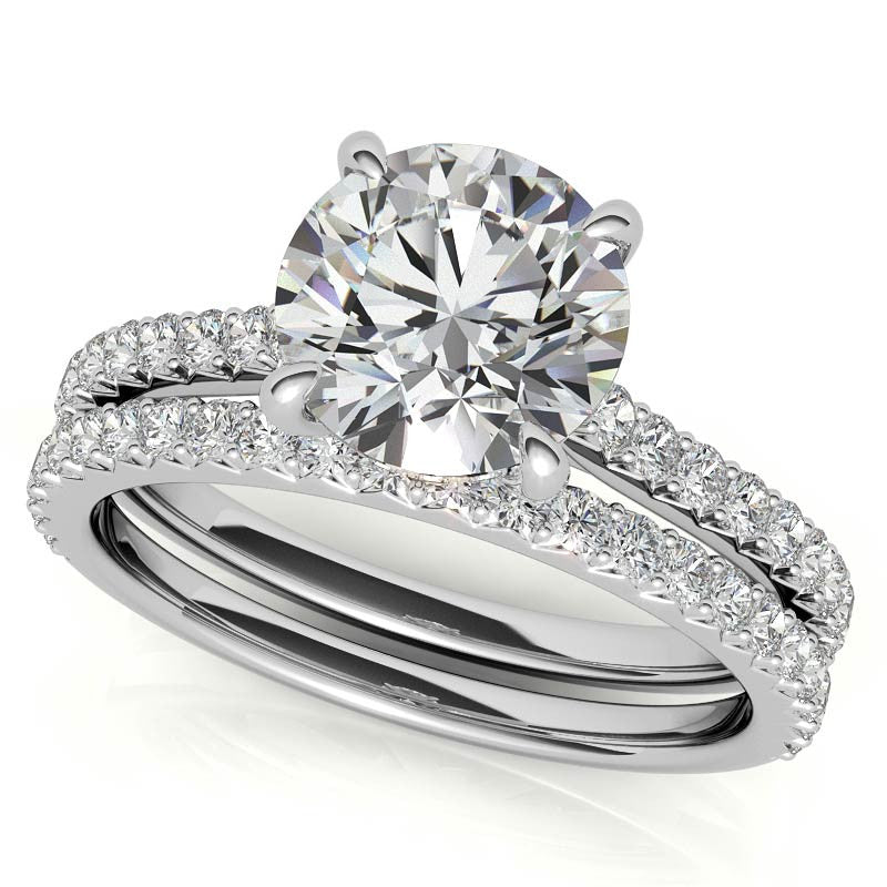 Round Cathedral Moissanite Engagement Ring with Hidden Halo