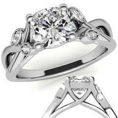 Cushion Floral Inspired Trellis Ivy Moissanite Engagement Ring