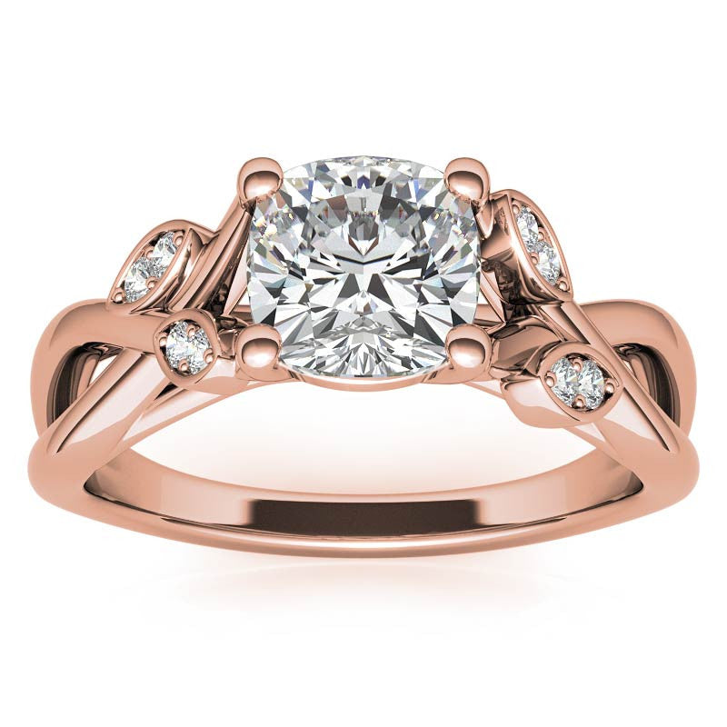 Cushion Floral Inspired Trellis Ivy Moissanite Engagement Ring