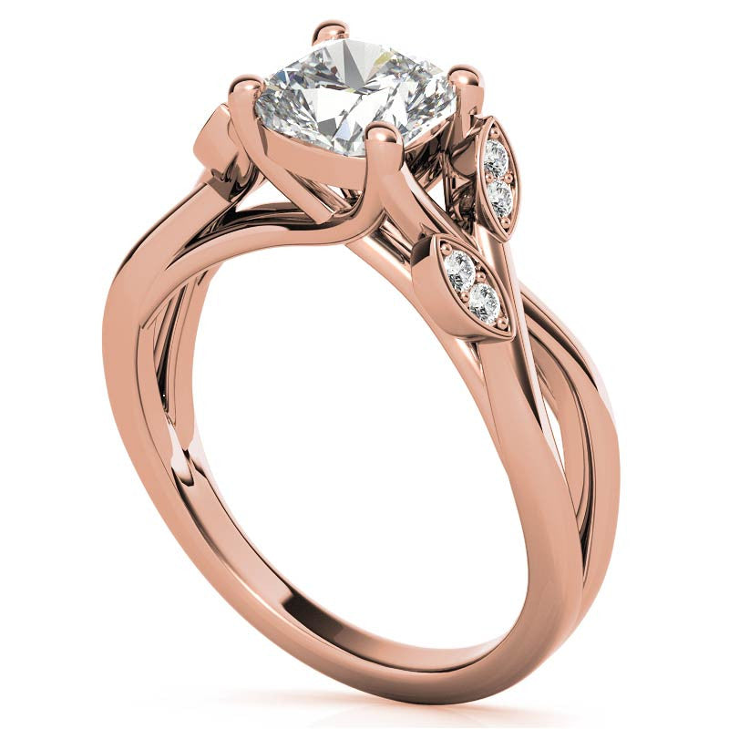 Cushion Floral Inspired Trellis Ivy Moissanite Engagement Ring