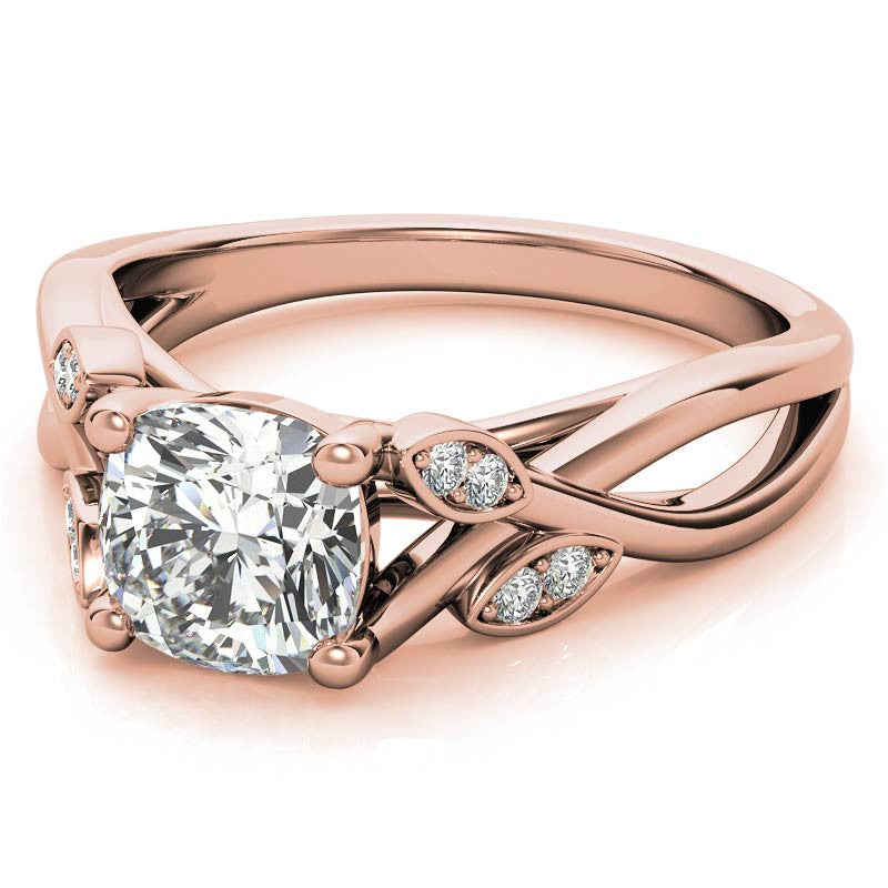 Cushion Floral Inspired Trellis Ivy Moissanite Engagement Ring