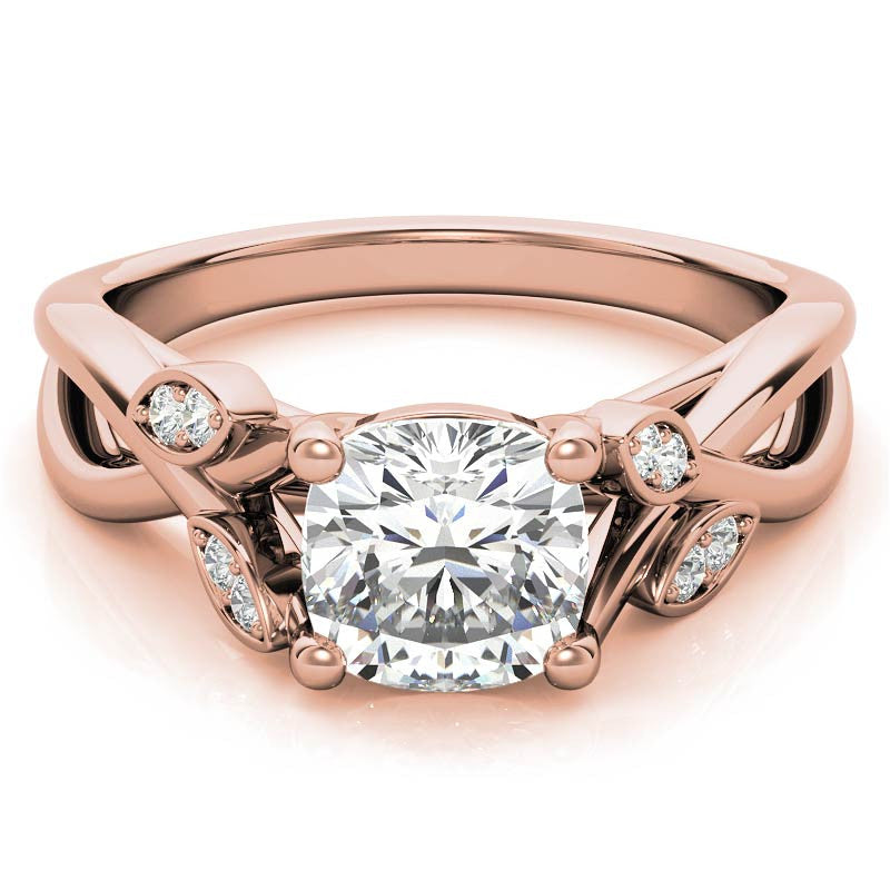 Cushion Floral Inspired Trellis Ivy Moissanite Engagement Ring