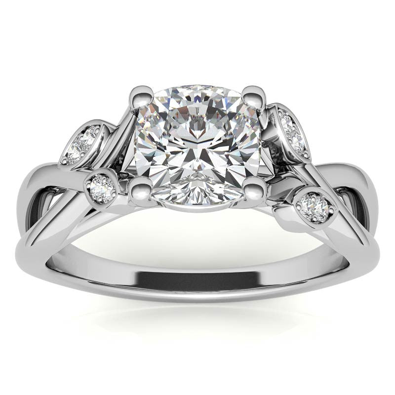 Cushion Floral Inspired Trellis Ivy Moissanite Engagement Ring
