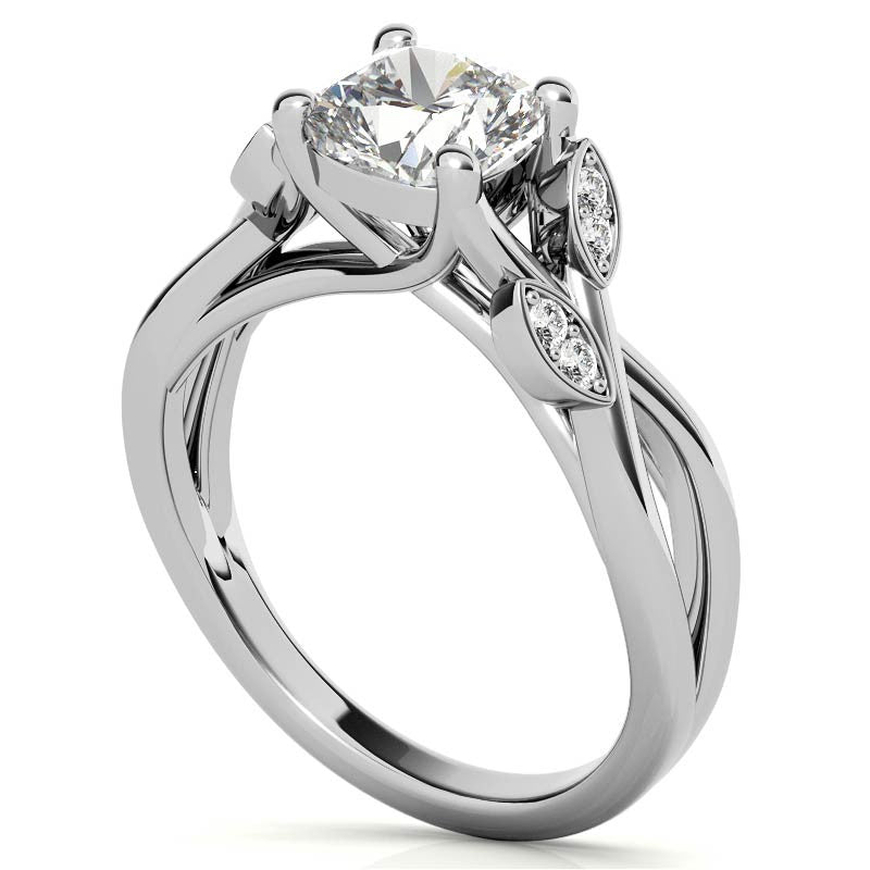Cushion Floral Inspired Trellis Ivy Moissanite Engagement Ring