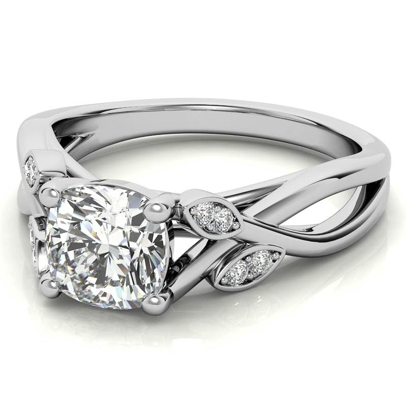 Cushion Floral Inspired Trellis Ivy Moissanite Engagement Ring