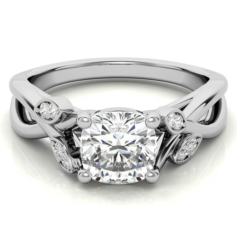 Cushion Floral Inspired Trellis Ivy Moissanite Engagement Ring