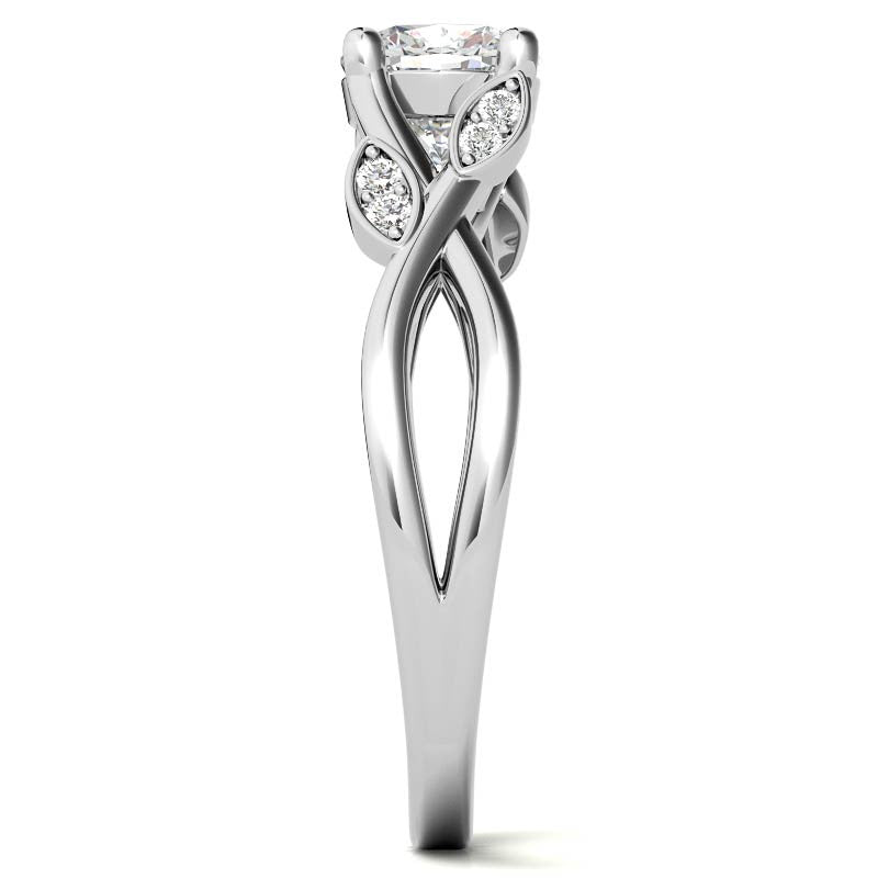 Cushion Floral Inspired Trellis Ivy Moissanite Engagement Ring