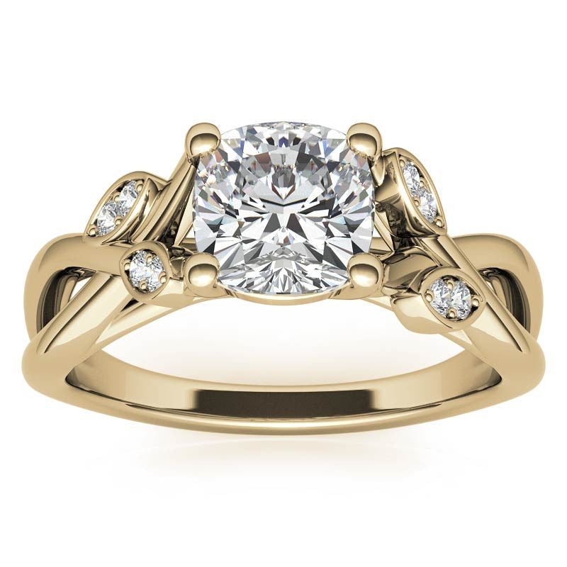 Cushion Floral Inspired Trellis Ivy Moissanite Engagement Ring