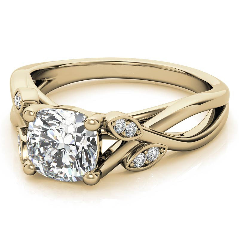 Cushion Floral Inspired Trellis Ivy Moissanite Engagement Ring