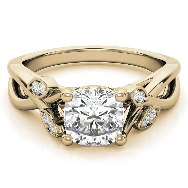 Cushion Floral Inspired Trellis Ivy Moissanite Engagement Ring