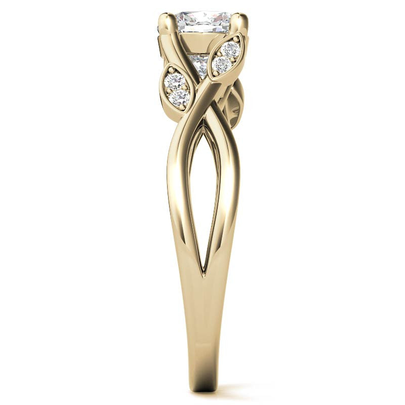 Cushion Floral Inspired Trellis Ivy Moissanite Engagement Ring