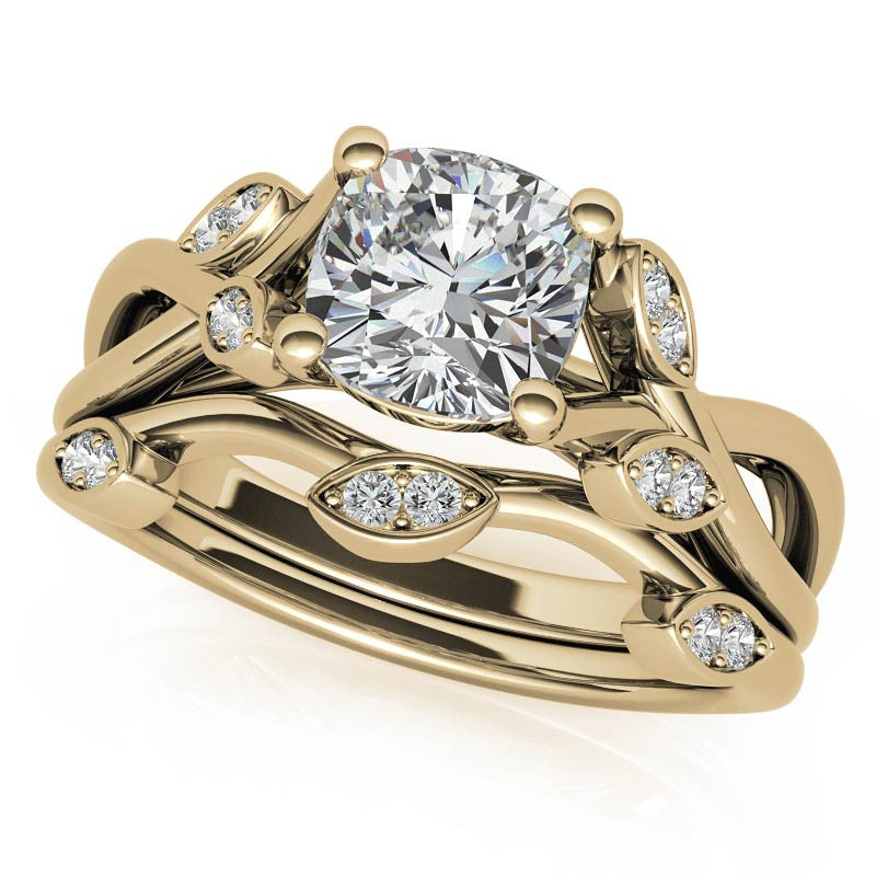 Cushion Floral Inspired Trellis Ivy Moissanite Engagement Ring