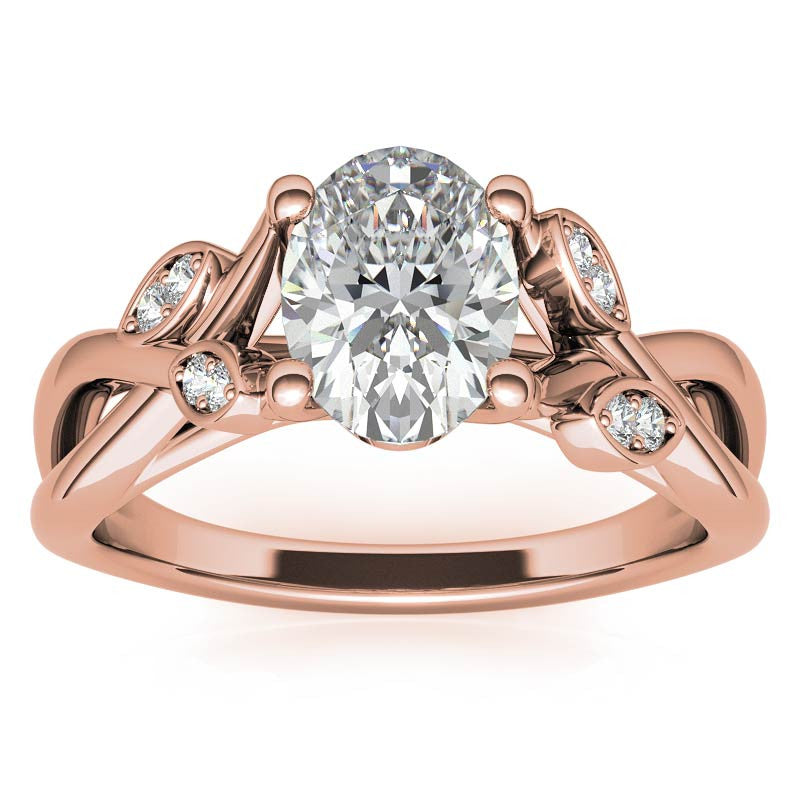 Oval Floral Inspired Trellis Ivy Moissanite Engagement Ring