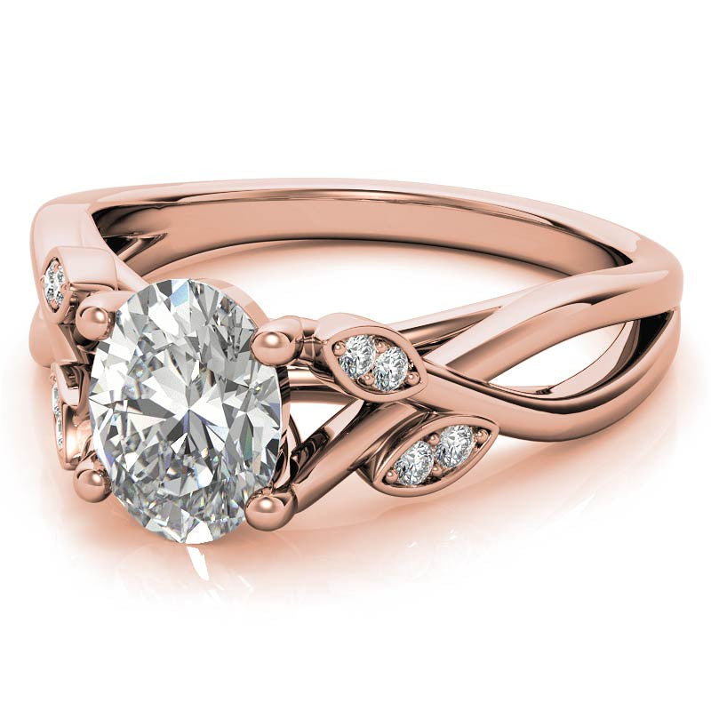 Oval Floral Inspired Trellis Ivy Moissanite Engagement Ring