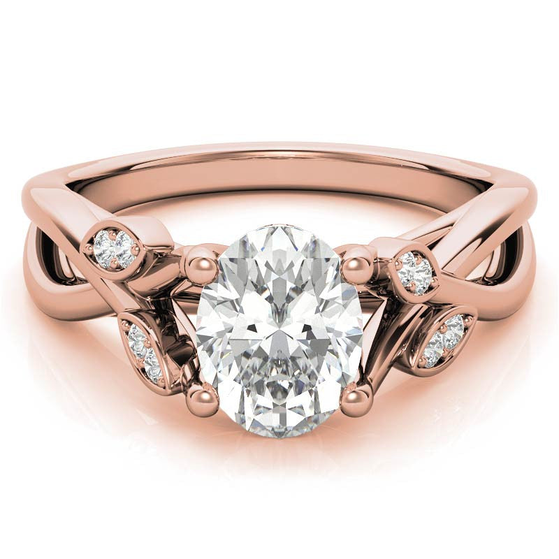Oval Floral Inspired Trellis Ivy Moissanite Engagement Ring