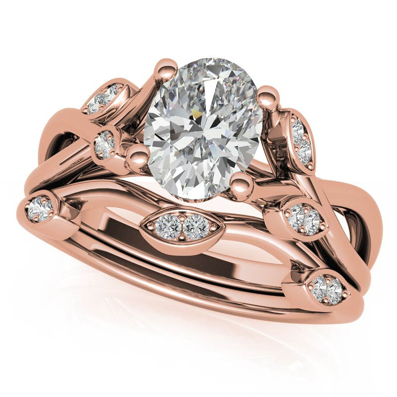 Oval Floral Inspired Trellis Ivy Moissanite Engagement Ring