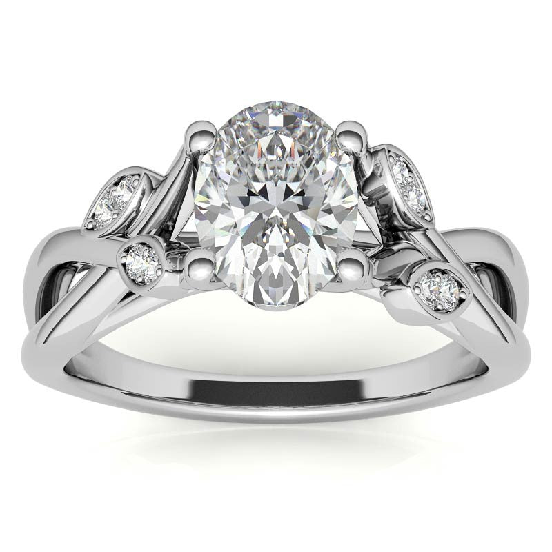 Oval Floral Inspired Trellis Ivy Moissanite Engagement Ring
