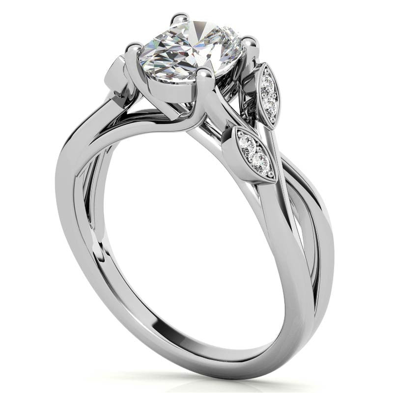 Oval Floral Inspired Trellis Ivy Moissanite Engagement Ring