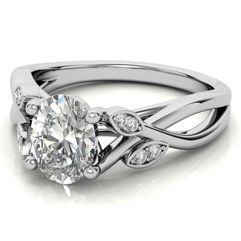 Oval Floral Inspired Trellis Ivy Moissanite Engagement Ring