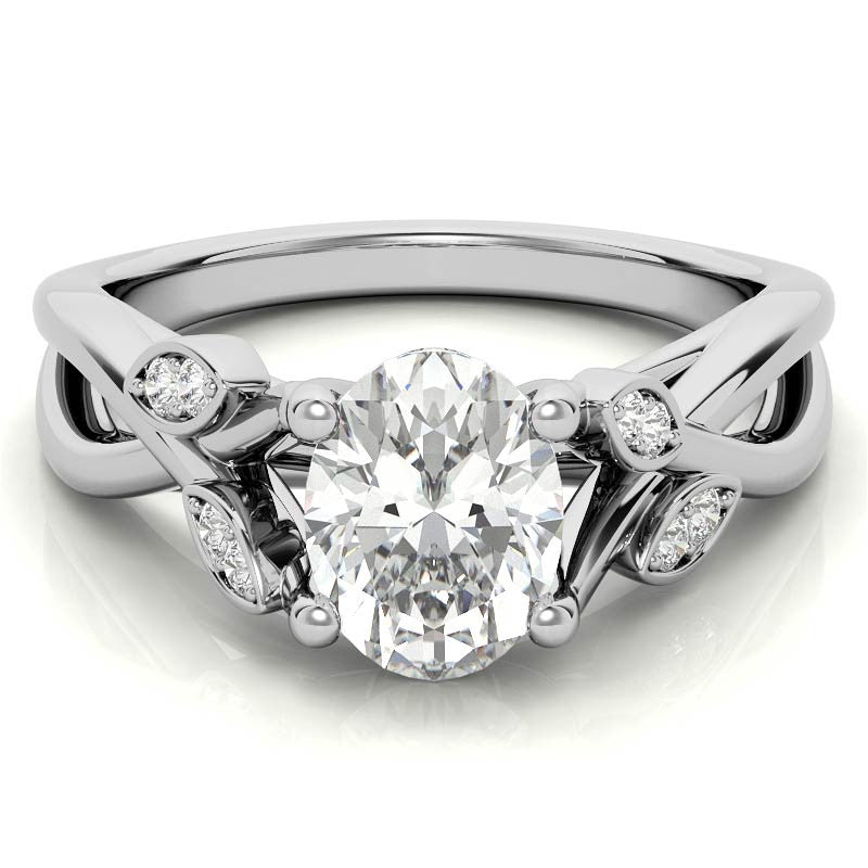 Oval Floral Inspired Trellis Ivy Moissanite Engagement Ring