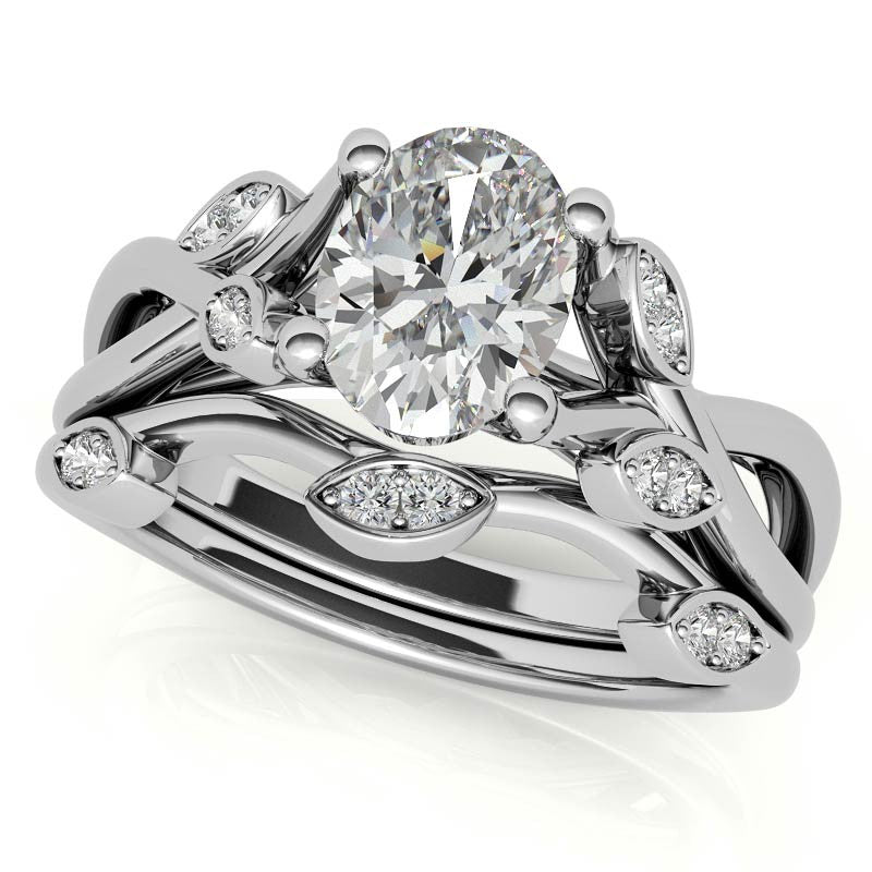 Oval Floral Inspired Trellis Ivy Moissanite Engagement Ring