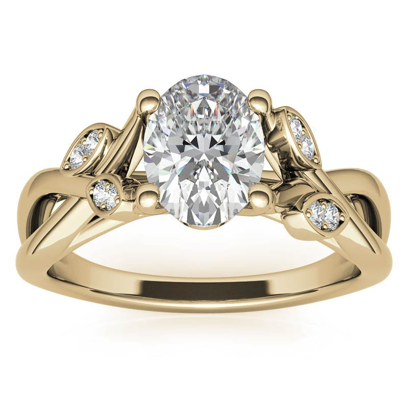 Oval Floral Inspired Trellis Ivy Moissanite Engagement Ring