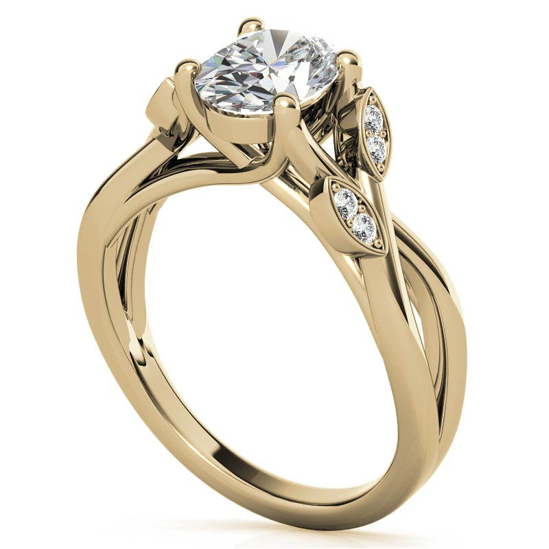 Oval Floral Inspired Trellis Ivy Moissanite Engagement Ring