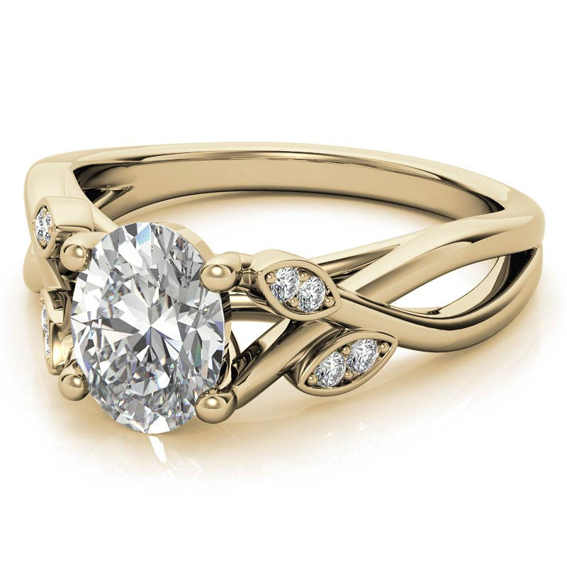 Oval Floral Inspired Trellis Ivy Moissanite Engagement Ring