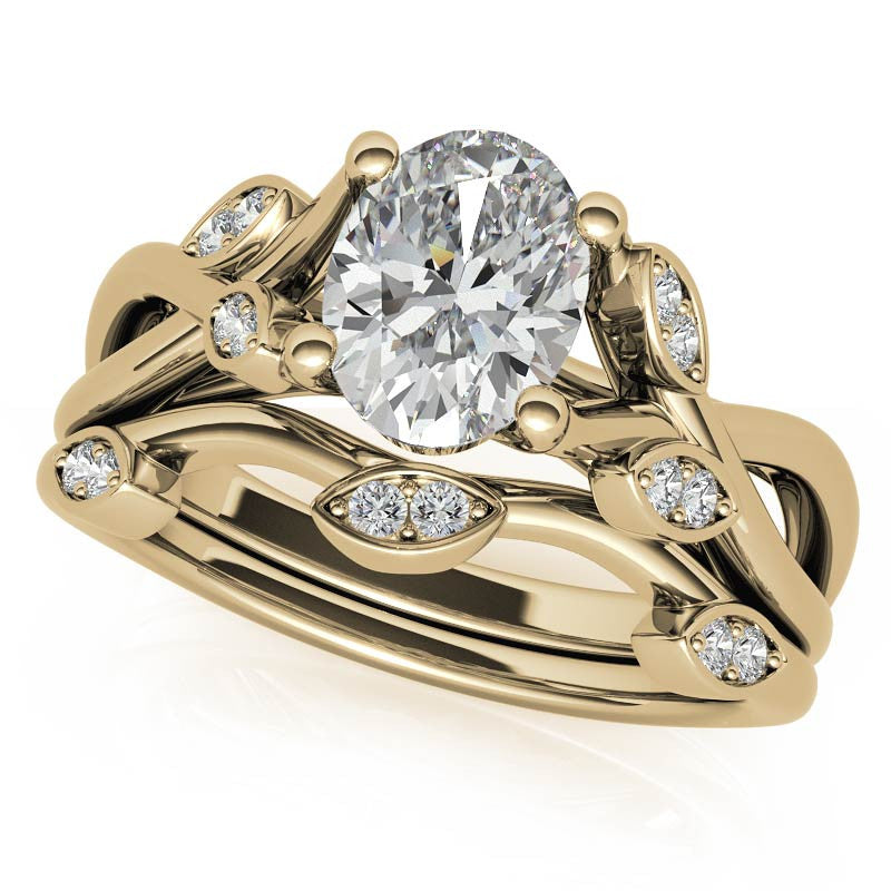 Oval Floral Inspired Trellis Ivy Moissanite Engagement Ring
