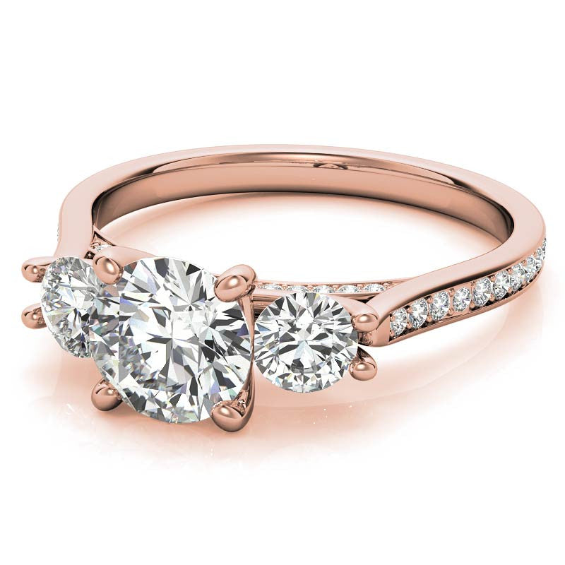 Round Three-Stone Trellis Moissanite Engagement Ring