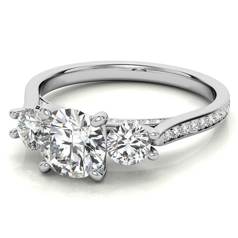 Round Three-Stone Trellis Moissanite Engagement Ring